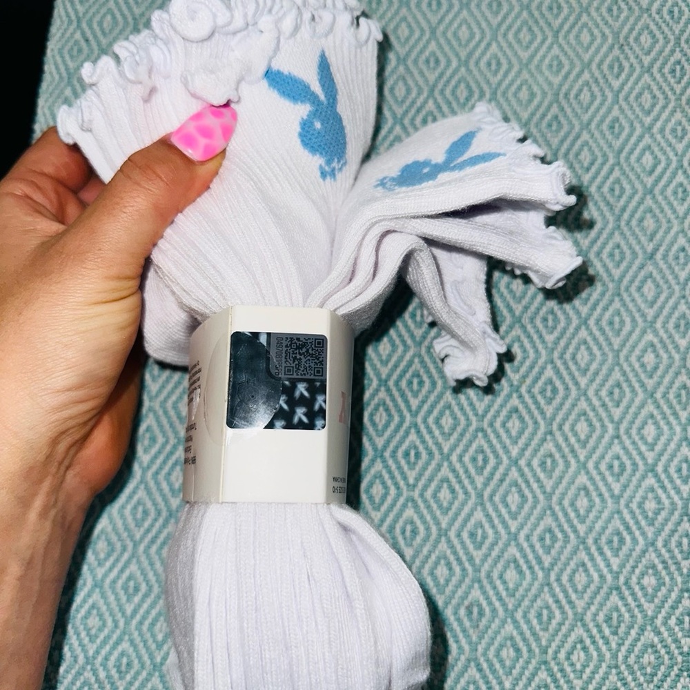 Playboy 6-PK Bunny Logo Ruffled Quarter Socks-